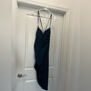 Navy blue satin dress